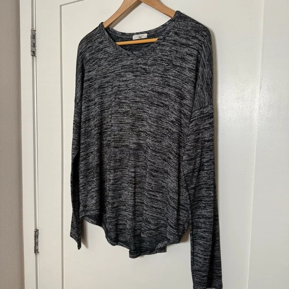 Rag & Bone Sweater Womens Sz L Heather Gray Knit Long Sleeve Stretch Lightweight - Picture 2 of 11